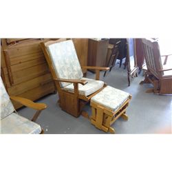 Solid Oak Platform Rocker With Rocking Foot Stool