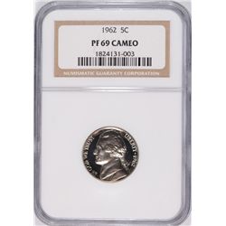 1962 JEFFERSON NICKEL, NGC PROOF-69 CAMEO!