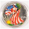 Image 1 : 1989 AMERICAN SILVER EAGLE, COLORIZED ON OBVERSE  IN PROTECTIVE CAPSULE