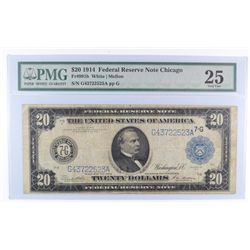 1914 $20.00 FEDERAL RESERVE NOTE FR 991b PMG 25