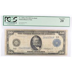 1914 $50.00 FEDERAL RESERVE NOTE FR 1039A PCGS VF 20