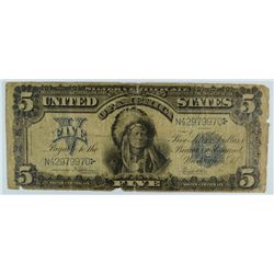 1899 $5.00 SILVER CERTIFICATE "INDIAN CHIEF" FAIR