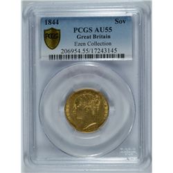 1844 SOV GREAT BRITAIN EZEN COLLECTION PCGS AU-55