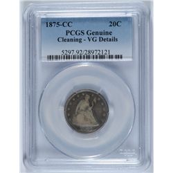 1875-CC TWENTY CENT PIECE PCGS GENUINE VG DETAILS