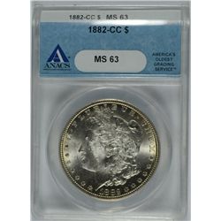 1882-CC MORGAN SILVER DOLLAR ANACS MS 63