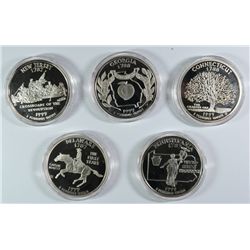 10oz .999 SILVER, WASHINGTON QUARTER 1999 SET (5 - 2oz PIECES)  w/ COA / BOX