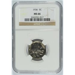 1936 BUFFALO NICKLE NGC MS66