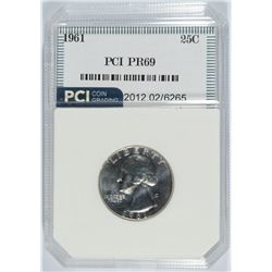 1961 WASHINGTON QUARTER, PCI PROOF-69!