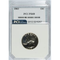 1962 WASHINGTON QUARTER, PCI PROOF-69!