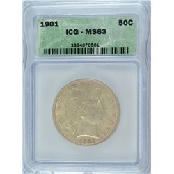 1901 BARBER HALF DOLLAR ICG MS-63