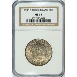 1936-D RHODE ISLAND COMMEN HALF DOLLAR NGC MS-63