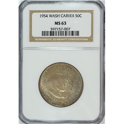 1954 WASHINGTON/CARVER COMMEN HALF DOLLAR NGC MS-63