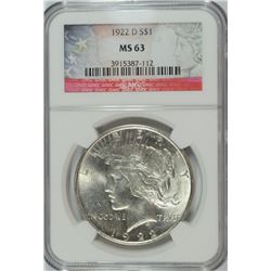 1922-D PEACE DOLLAR NGC MS-63