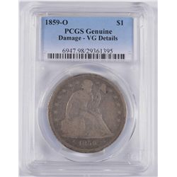 1859-O SEATED DOLLAR PCGS VG DETAILS