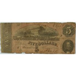 1864 $5 CONFEDERATE STATES OF AMERICA