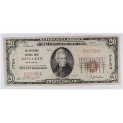 1929 $20 NATIONAL METUCHEN, NJ #7754