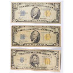 NORTH AFRICA SILVER CERTIFICATES 1934 2-$10.00, 1-$5.00 VG-F