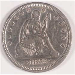 1873 SEATED LIBERTY QUARTER, AU-58