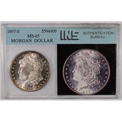 1897-S MORGAN SILVER DOLLAR, INS MS-65 GEM!