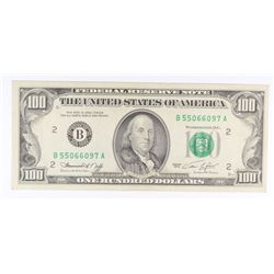 1974 $100.00 FEDERAL RESERVE NOTE XF ERROR NOTE REVERSE PRINT THRU FROM OBVERSE