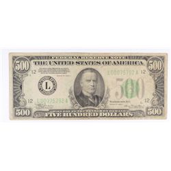 1934A $500.00 BILL VG