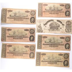 7 PCS $20.00 CONFEDERATE NOTES CIRC.