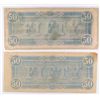 Image 2 : 2 PCS $50.00 CONFEDERATE NOTES CIRC.