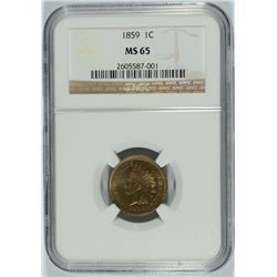 1859 INDIAN HEAD CENT NGC MS-65