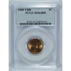 1909 VDB LINCOLN CENT PCGS MS64 RD