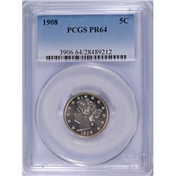 1908 PROOF V-NICKEL PCGS PR-64