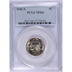 1942-S JEFFERSON (WAR) NICKEL PCGS  MS-66