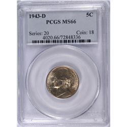 1943-D JEFFERSON (WAR) NICKEL PCGS MS-66