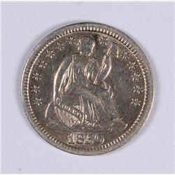 1850 SEATED HALF DIME AU