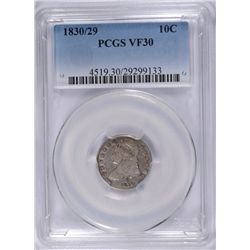 1830/29 BUST DIME PCGS VF-30 (TOUGH DATE)