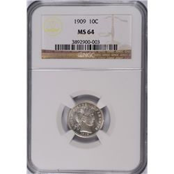 1909 BARBER DIME NGC MS-64 (NICE WHITE)