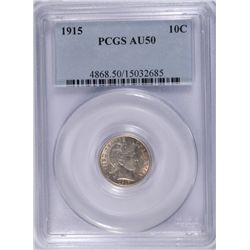 1915 BARBER DIME PCGS AU-50