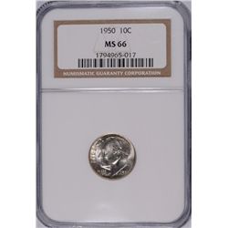 1950 ROOSEVELT DIME NGC MS-66