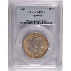 1924 HUGUENOT COMMEN HALF DOLLAR PCGS MS-64