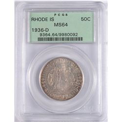 1936-D RHODE ISLAND COMMEN HALF DOLLAR PCGS MS-64 OGH