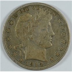 1914-S BARBER HALF DOLLAR, VF
