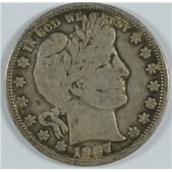 1907 BARBER HALF DOLLAR, VF