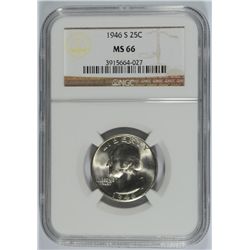 1946-S WASHINGTON QUARTER, NGC MS-66!