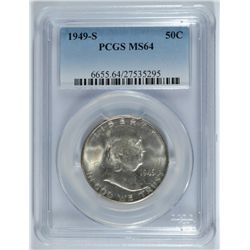 1949-S FRANKLIN HALF DOLLAR, PCGS MS-64