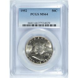 1952 FRANKLIN HALF DOLLAR, PCGS MS-64