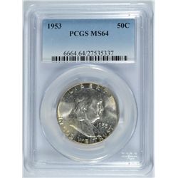 1953 FRANKLIN HALF DOLLAR, PCGS MS-64