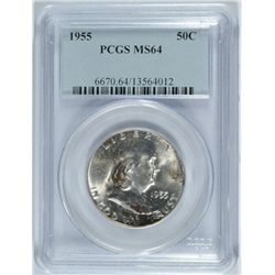 1955 FRANKLIN HALF DOLLAR, PCGS MS-64