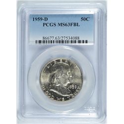 1959-D FRANKLIN HALF DOLLAR, PCGS  MS-63 FBL