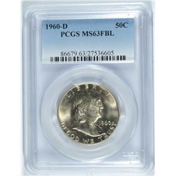 1960-D FRANKLIN HALF DOLLAR, PCGS MS-63 FBL