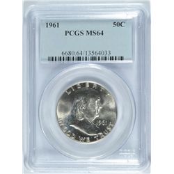 1961 FRANKLIN HALF DOLLAR, PCGS MS-64