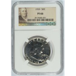 1959 FRANKLIN HALF DOLLAR, NGC PROOF-66